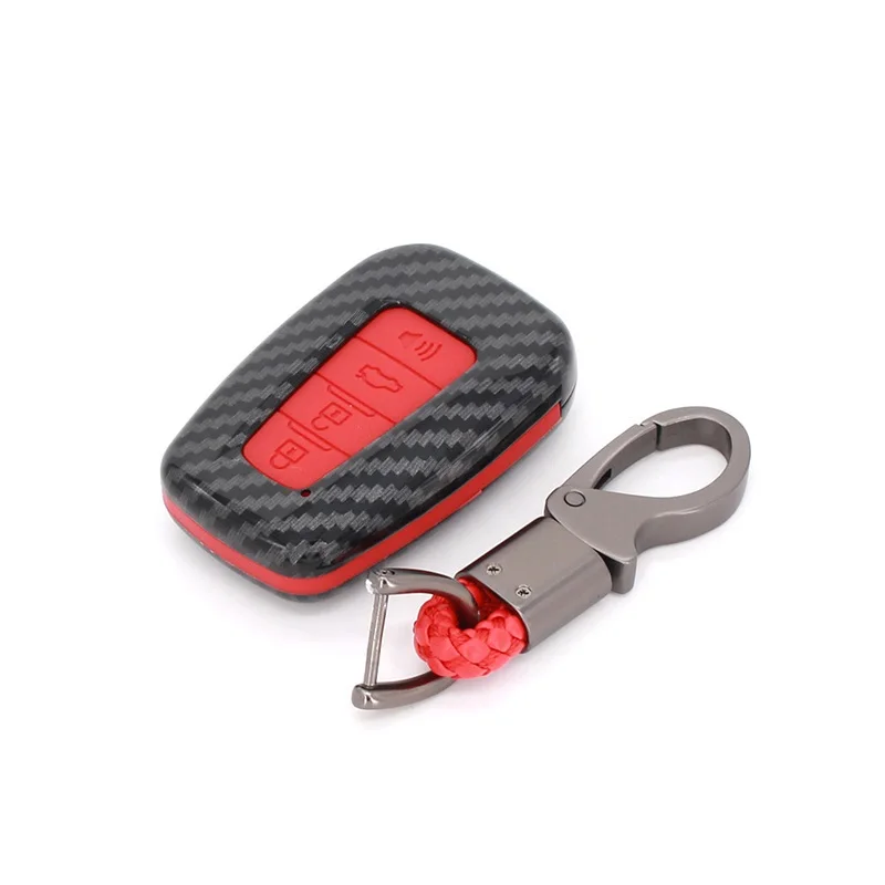 4Button Carbon red Углеродное волокно ABS интеллектуальный пульт дистанционного управления брелок, чехол для ключей в виде ракушки для Toyota CHR C-HR Prado Prius Camry Corolla RAV4 2/3/4 кнопки - Название цвета: 4Button Carbon red