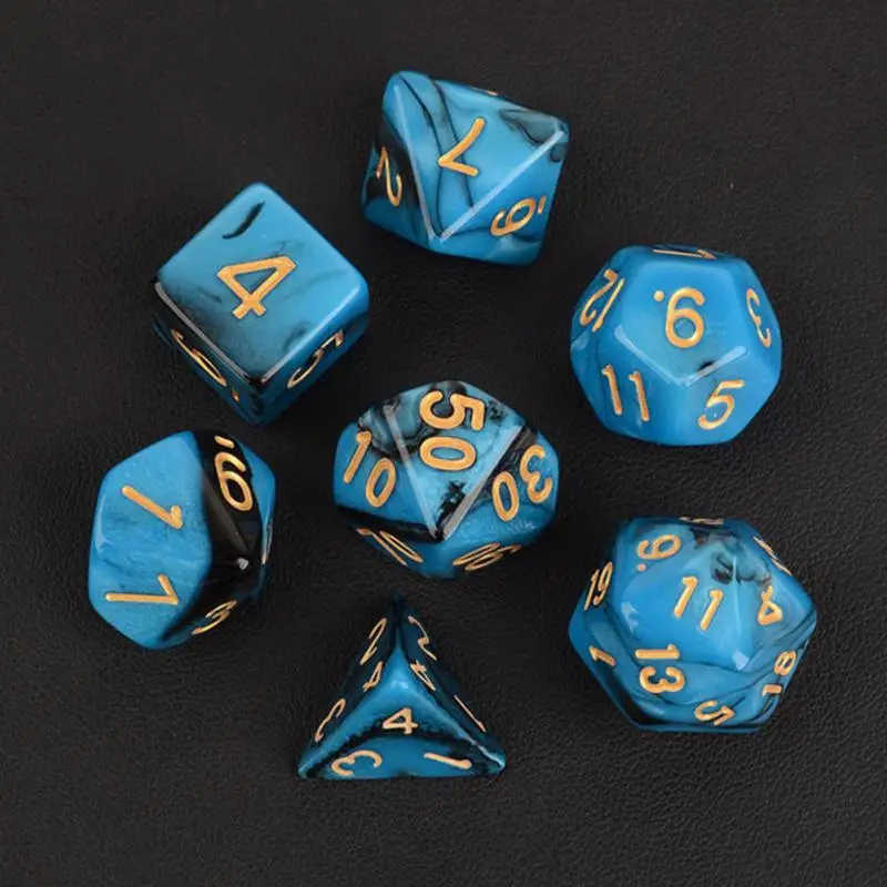 7 шт. набор игральных костей с эффектом туманности покер d& d d4 d6 d8 d10 d% d12 d20 многогранные TRPG игры rpg игры в кости