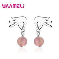 new summer lovely classic romantic 925 silver earrings for women geometry circle simulated natural stone brinco