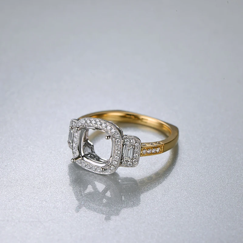 Caimao 8.5mm Cushion cut 0.43ct Baguette and Round Diamond 14k White Yellow Gold Ring | Украшения и аксессуары