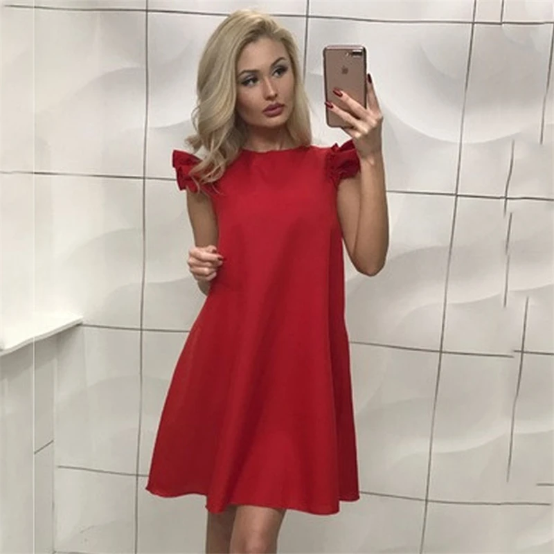 Новое поступление Лето 2017 г. Для женщин пикантные милые мини платье красные