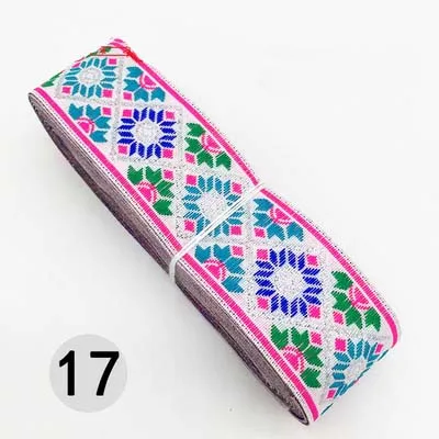 17 7 м/лот, тканая жаккардовая лента шириной 3,3 см, отделка геометрическим тотемным узором для штор и аксессуаров одежды, кружевная ткань HB188 - Цвет: 17