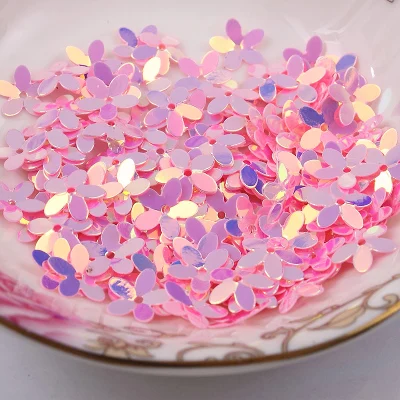 

10g/lot PVC Sequins 10mm Flower With 1 Center Hole Plum Blossom Cup Loose Sequins Pink Confetti