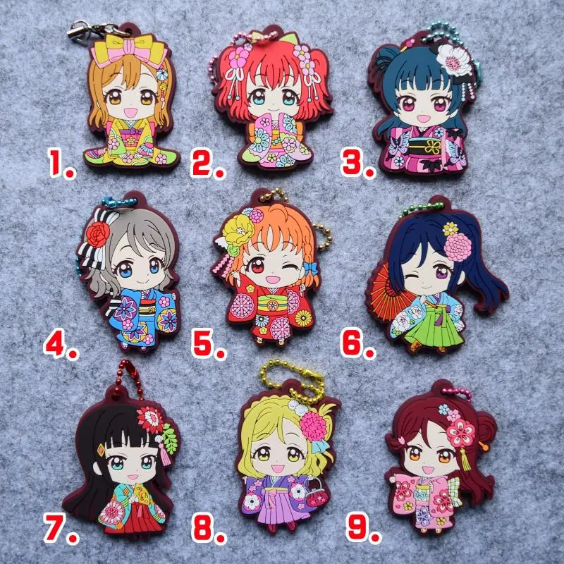 1 шт. аниме love live LoveLive Sunshine Aqours праздничный халат девушка Aozora Резиновые Кольца Подвески Брелок Llaveros