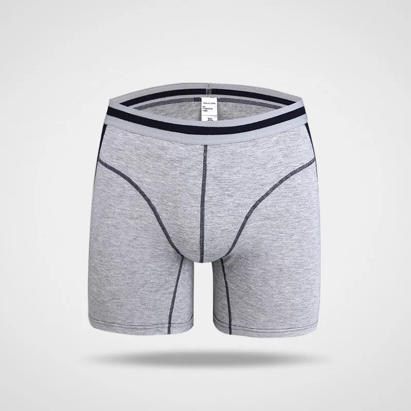 Серый Длинное Мужское нижнее белье боксеры шорты cueca боксеры homme Трусы calzoncillos hombre мужские свободные удобные мужские трусы - Цвет: Серый