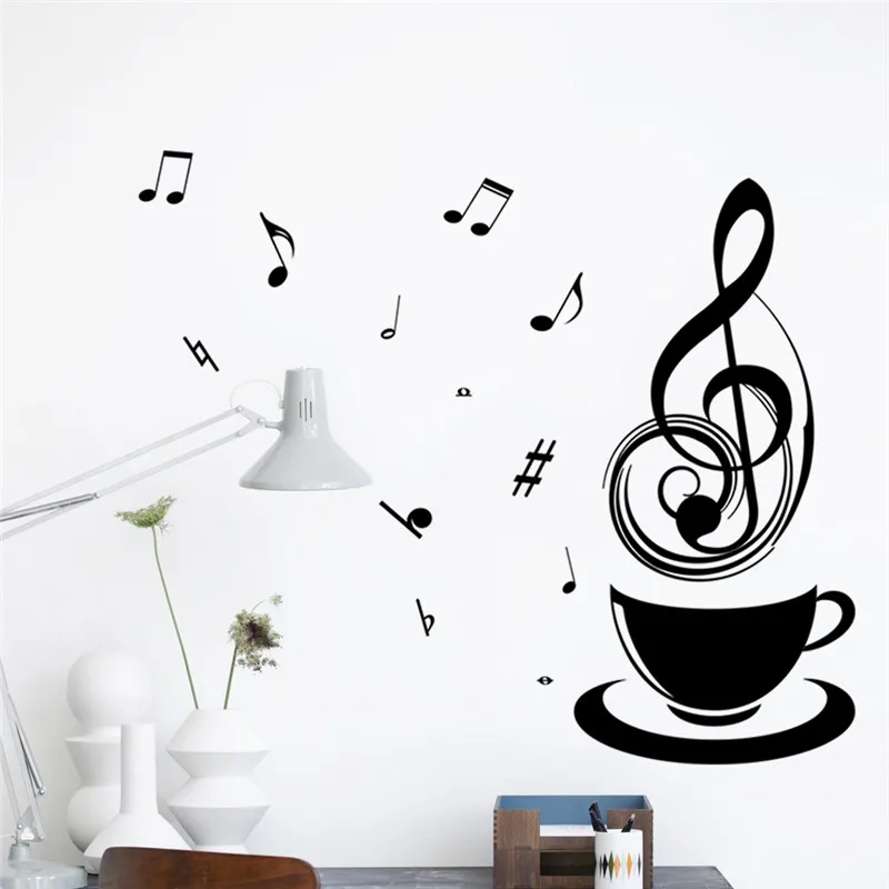 Расслабляющие кофейные чашки музыкальные нотки художественные виниловые