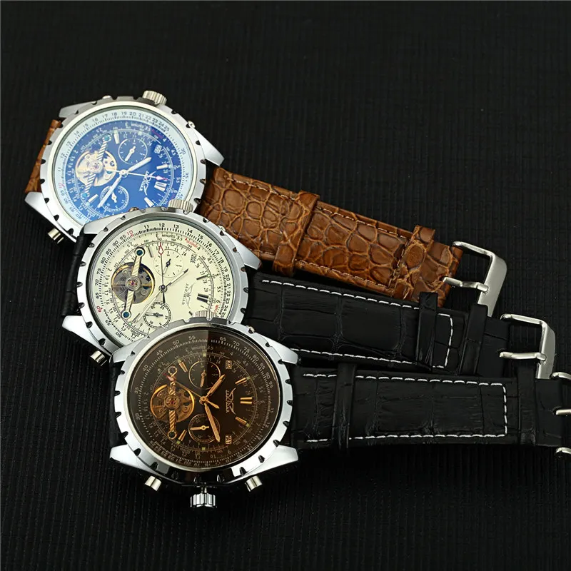 Мужские механические часы Роскошные автоматические с турбийоном календарем на