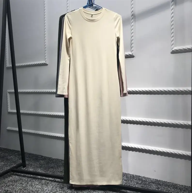 Vestidos платье Дубая Катара ОАЭ арабское Макси мусульманское платье хиджаб женское одеяние мусульмане Longue Турецкая мусульманская одежда - Цвет: Beige