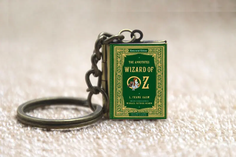 Волшебник Оз Обложка книжка медальон ожерелье Брелок Серебряный и бронзовый тон