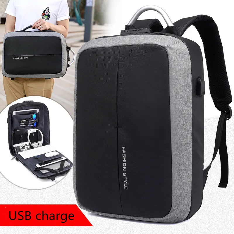 Новая мода холст мужской рюкзак USB зарядка Противоугонный Рюкзак Мужские