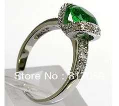 sold jewelry ROUND 8X8MM AEMERALD 14K white gold diamond ENGAGEMENT RING##158 |