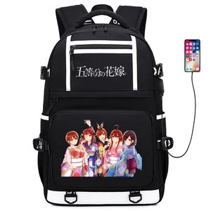 Куинтэссенция кинтуплеты женский милый рюкзак Nakano Miku Kawaii Bookbag usb зарядка Ноутбук Рюкзак Холст Школьные сумки