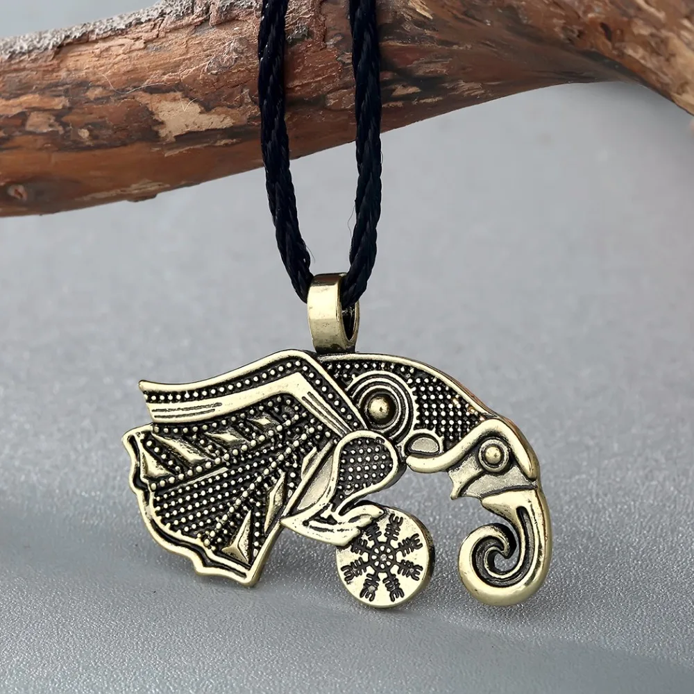 Ожерелье Kinitial Viking в стиле ретро ожерелье с подвеской виде ворона из Odin Викинга