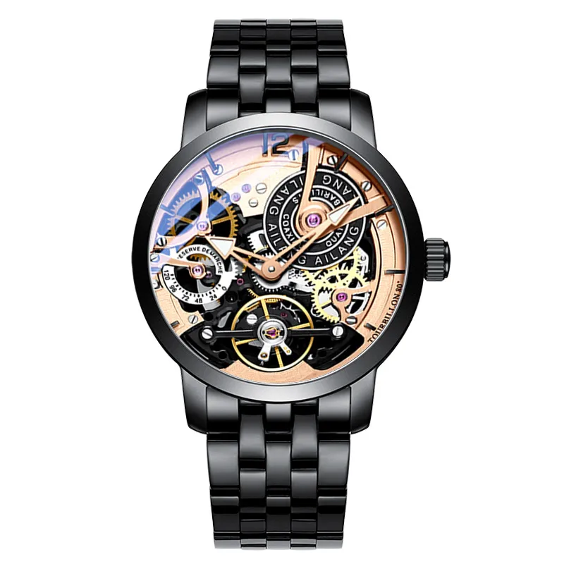 Stainless Steel 02 Модные мужские спортивные часы с турбийоном, Мужские автоматические механические водонепроницаемые светящиеся наручные часы, мужские часы Horloges Mannen - Цвет: Stainless Steel 02