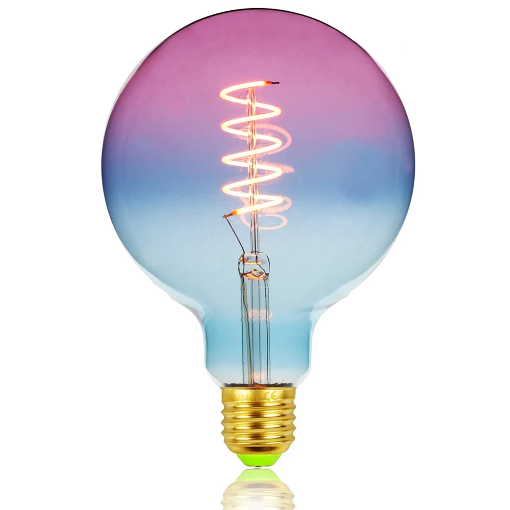TIANFAN Edison ЛАМПЫ старинная лампочка G125 светодиодные лампы спиральная нить 4 Вт 2700 к 220 в E27 декоративная лампа накаливания с регулируемой яркостью радуги