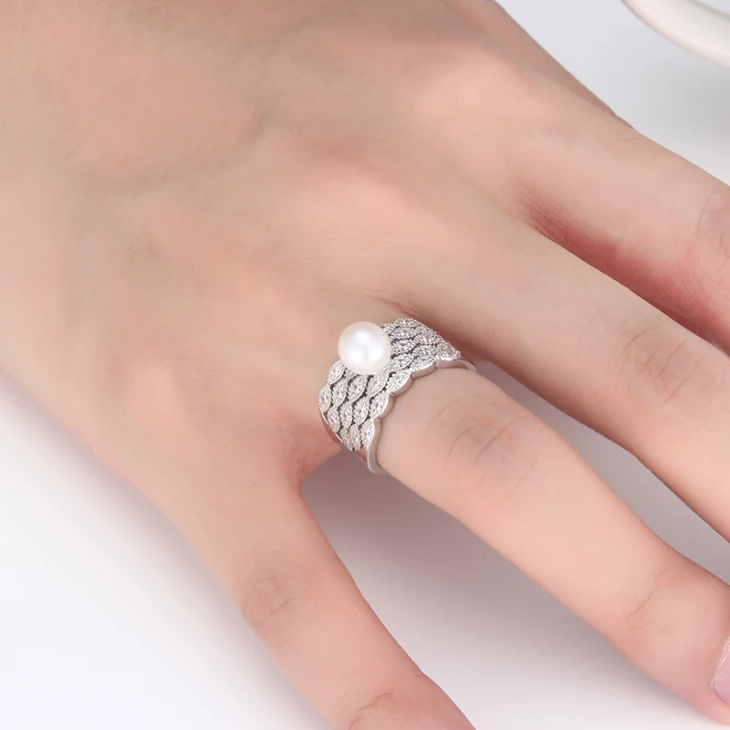 Dainashi classic Luxury 925 sterling silver genuine fresh water pearl rings top brand fine jewelry for wedding/engagement gifts | Украшения
