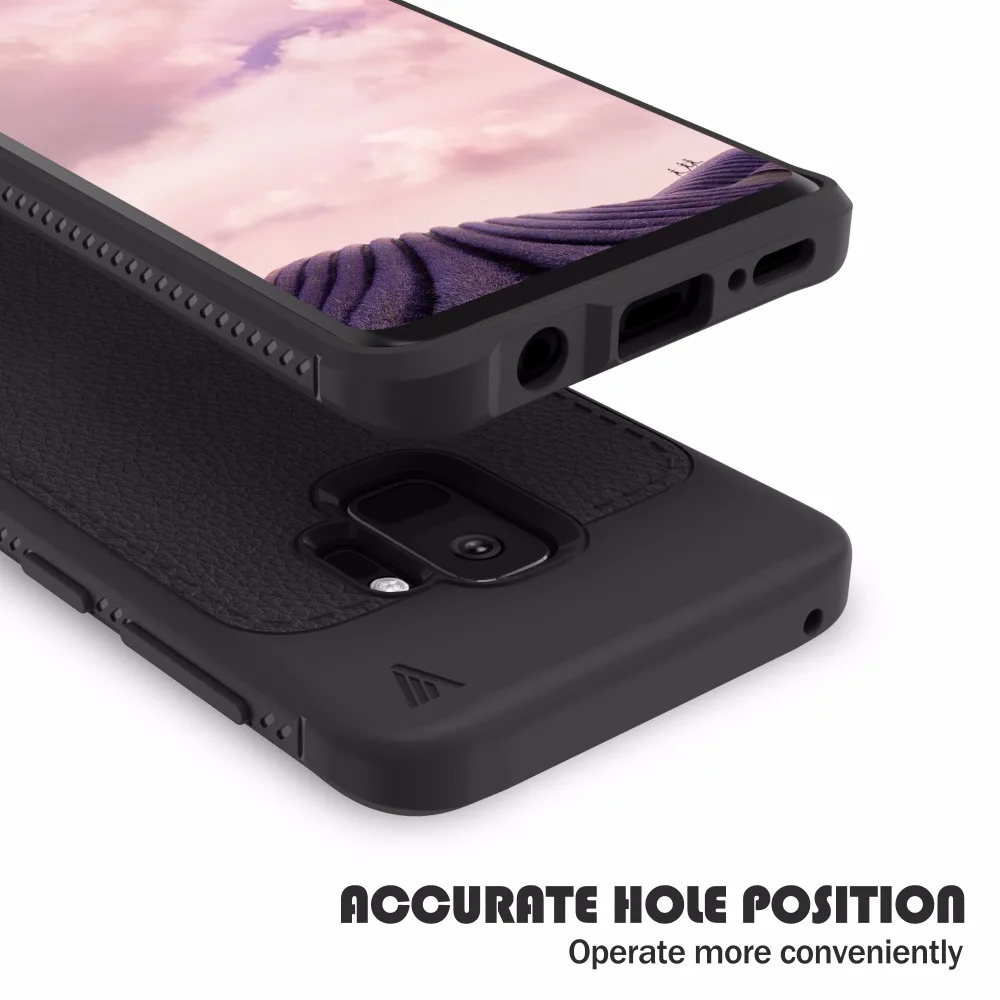 ТПУ силиконовый чехол для Samsung Galaxy S9 Plus Note 8 личи кожа Ударопрочный полный A3 A6 A8 2018