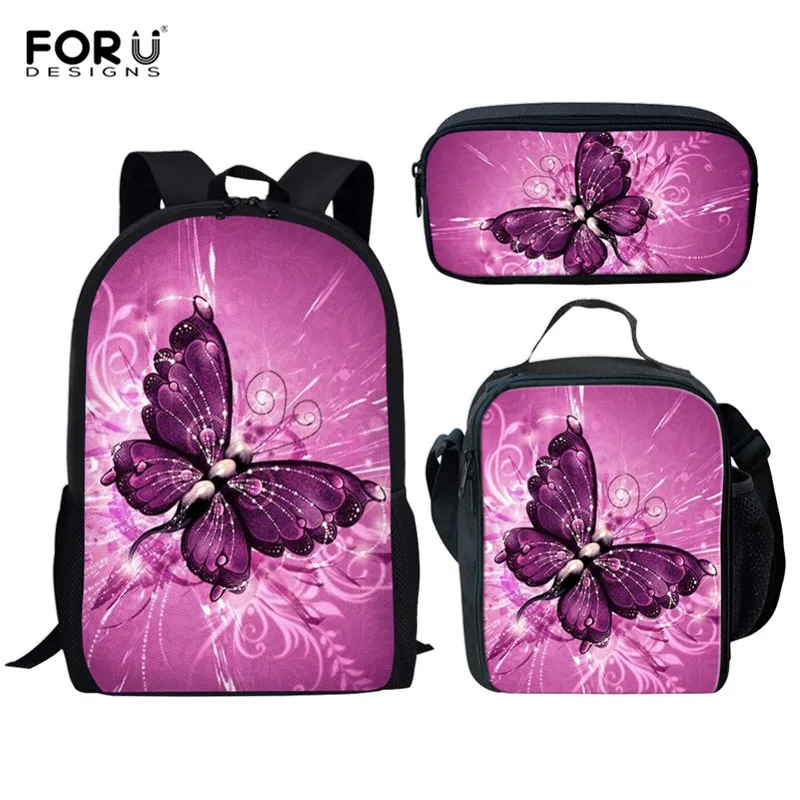 FORUDESIGNS/Детские Школьные Рюкзаки Мода 3 шт./компл. с рисунком «бабочки», сумки для девочек подростков прикольные книжные сумки - Цвет: MA184CGK