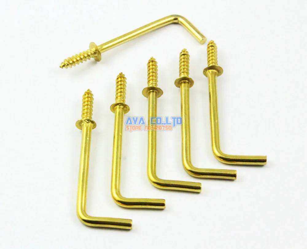 

50 Pieces Gold L Shape Hook Right Angle Hook Screw L Hook 55x19mm