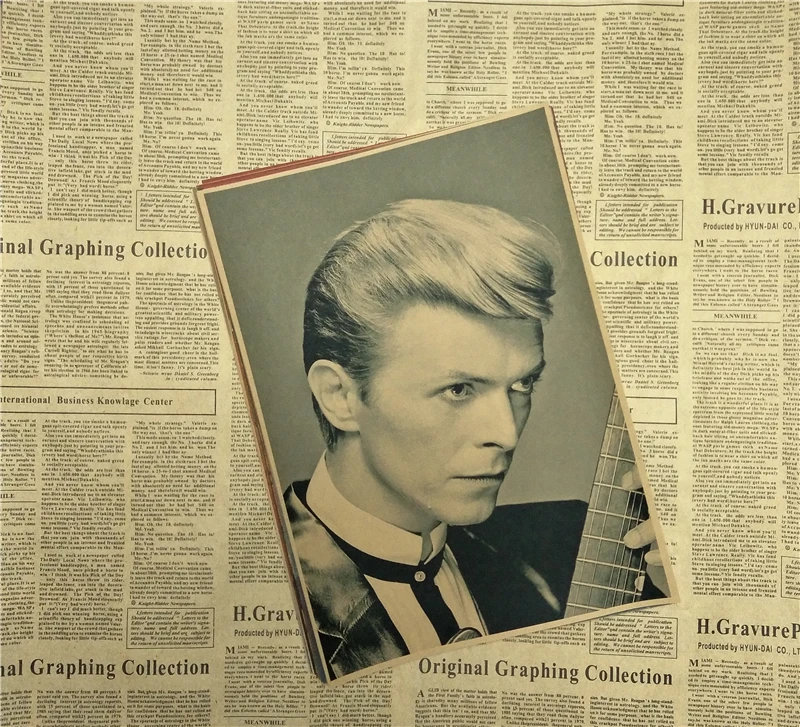 Винтажный ретро постер David Bowie в стиле рок группы музыки гитары матовая крафт