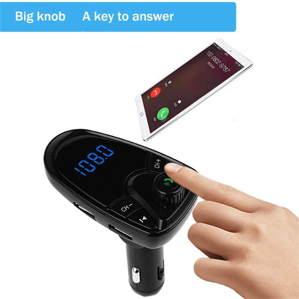 Bluetooth FM передатчик MP3 плееры модулятор Handsfree Dual USB зарядное устройство Поддержка TF