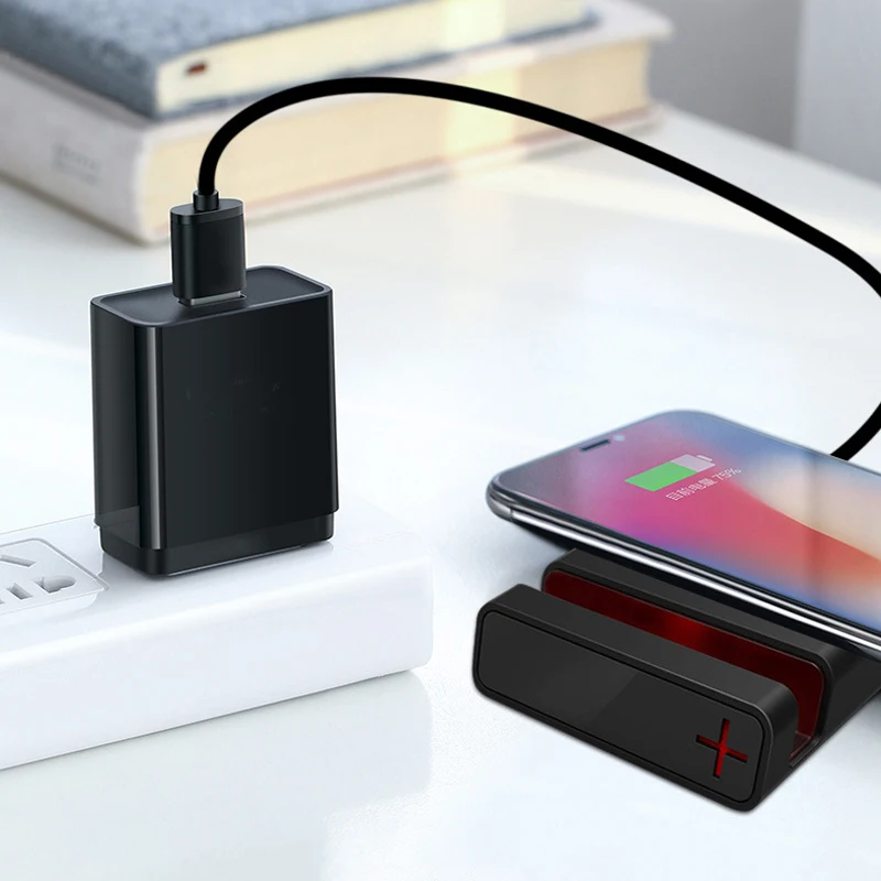 2 в 1 Беспроводное зарядное устройство QI Быстрая зарядка Настольный 3 USB держатель