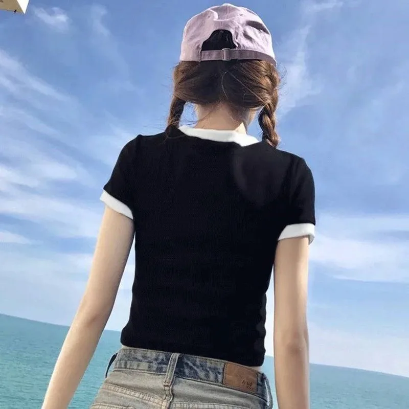 

Women Basic Cotton T-Shirt Casual O-Neck Tee Shirt Summer Crop Tops Short Sleeve T-Shirts