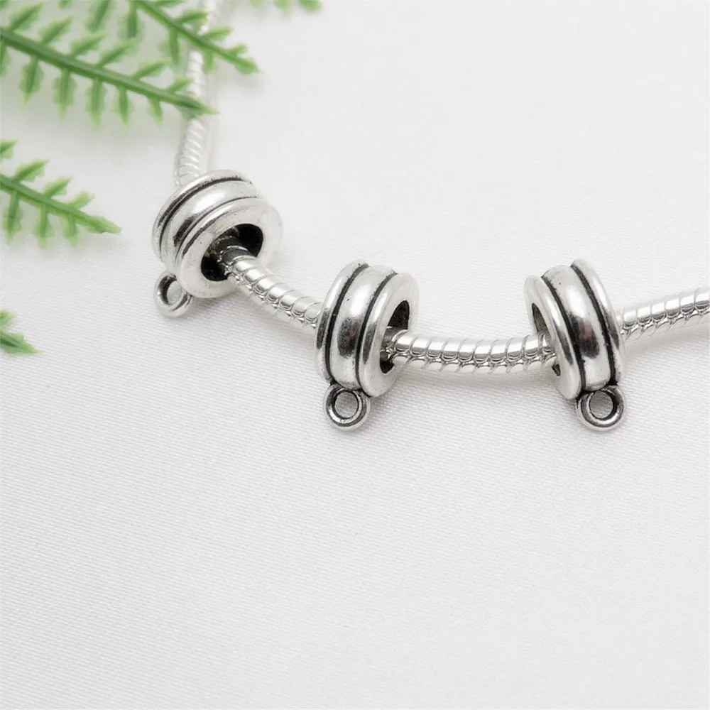 Винтажные серебряные круглые бусины подходят для Pandora Charms DIY европейские