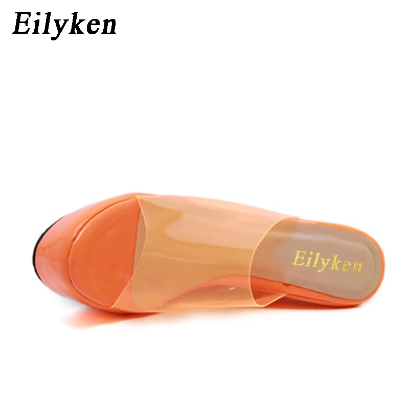 Женские шлепанцы из ПВХ EilyKen желто оранжевые однотонные на платформе размер 35