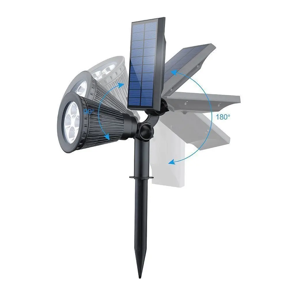 구매 4 팩 조정 가능한 태양열 전원 램프 4 LED 지상 조명 방수 풍경 벽 조명, 야외 정원용