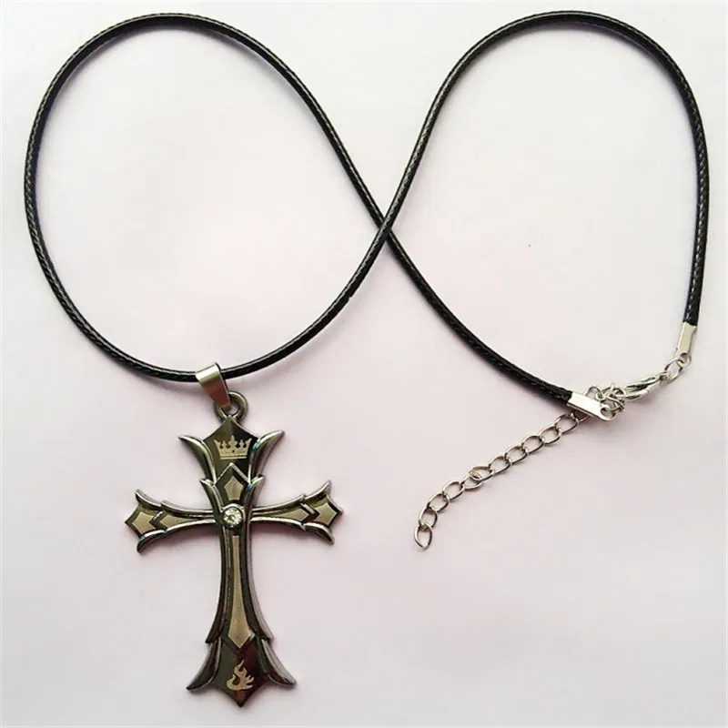 

Fashion Bronze Cross Pendant Necklace Men Necklace Chain Leather rope Chain Jewelry Gifts for Friends Boyfriend