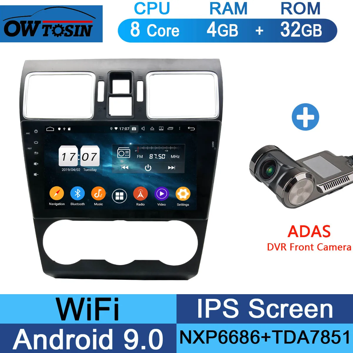 32G Adas Camera " ips 8 ядерный 4G+ 64G Android 9,0 автомобильный мультимедийный плеер для Subaru WRX Forester радио gps CarPlay Parrot - Цвет: 32G Adas Camera