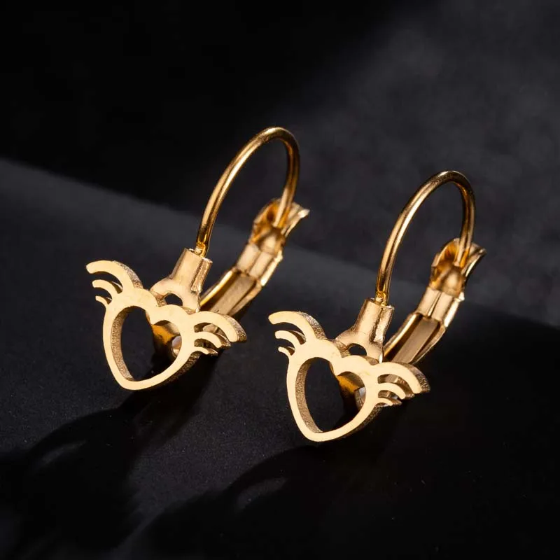 Heart Earrings Hfarich современный небольшой круглый серьги для женщин из нержавеющей стали Дерево жизни Пальма паук покупки серьги-кольца - Окраска металла: Heart Earrings