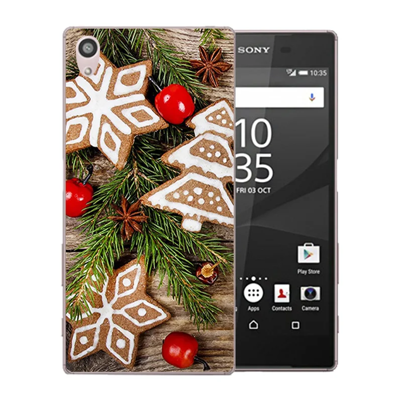 Для Sony Xperia Z5 чехол мягкий TPU силиконовый Fundas 5 2 &quotдля E6603 E6633 веселый X'MAS шаблон
