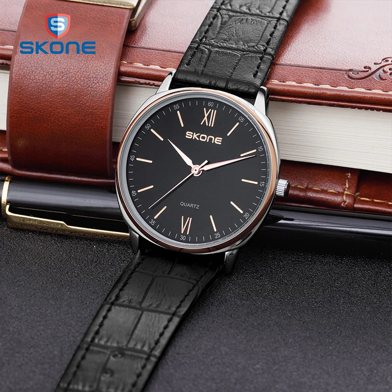 SKONE 2017 Новинк Модный Большой Циферблат Простые Деловые Часы Мужские Наручные