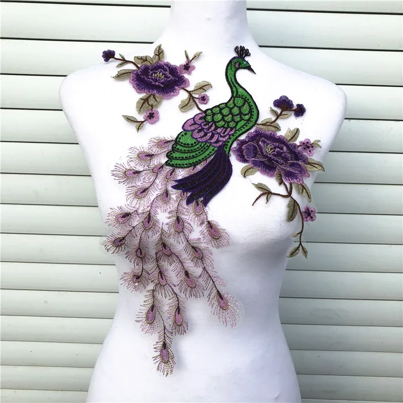 Кружевной воротник с пайетками и цветами павлина 1 шт. | Дом сад