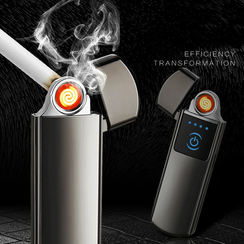 Usb Charging Electronic Touch Sensing Lighter Windproof Thin Male Personality Women Electric Heating Wire Cigarette Lighters | Дом и сад