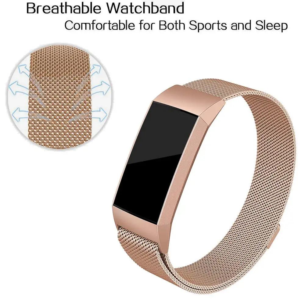 Новая мода магнитная сетка петля ремешок для Fitbit Charge 3 из нержавеющей стали сменный ремешок для наручных часов металлический браслет ремешок