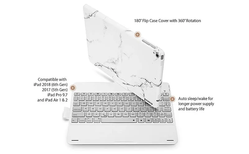Для iPad Pro 9,7 чехол, для iPad 9,7 чехол(/) 360 повернуть беспроводной BT 7 цветов светодиодный подсветка авто Пробуждение/сна крышка клавиатуры