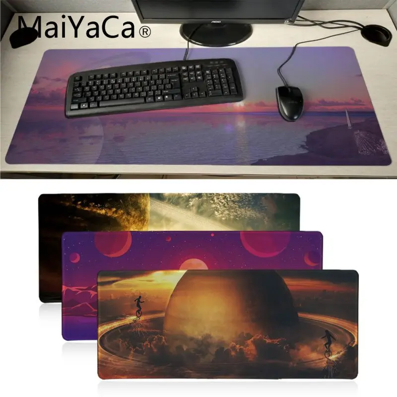 

MaiYaCa Противоскользящий PC Sunset Planets нескользящий прочный резиновый компьютерный коврик с замочком для мыши геймер Коврик для клавиатуры Наст...