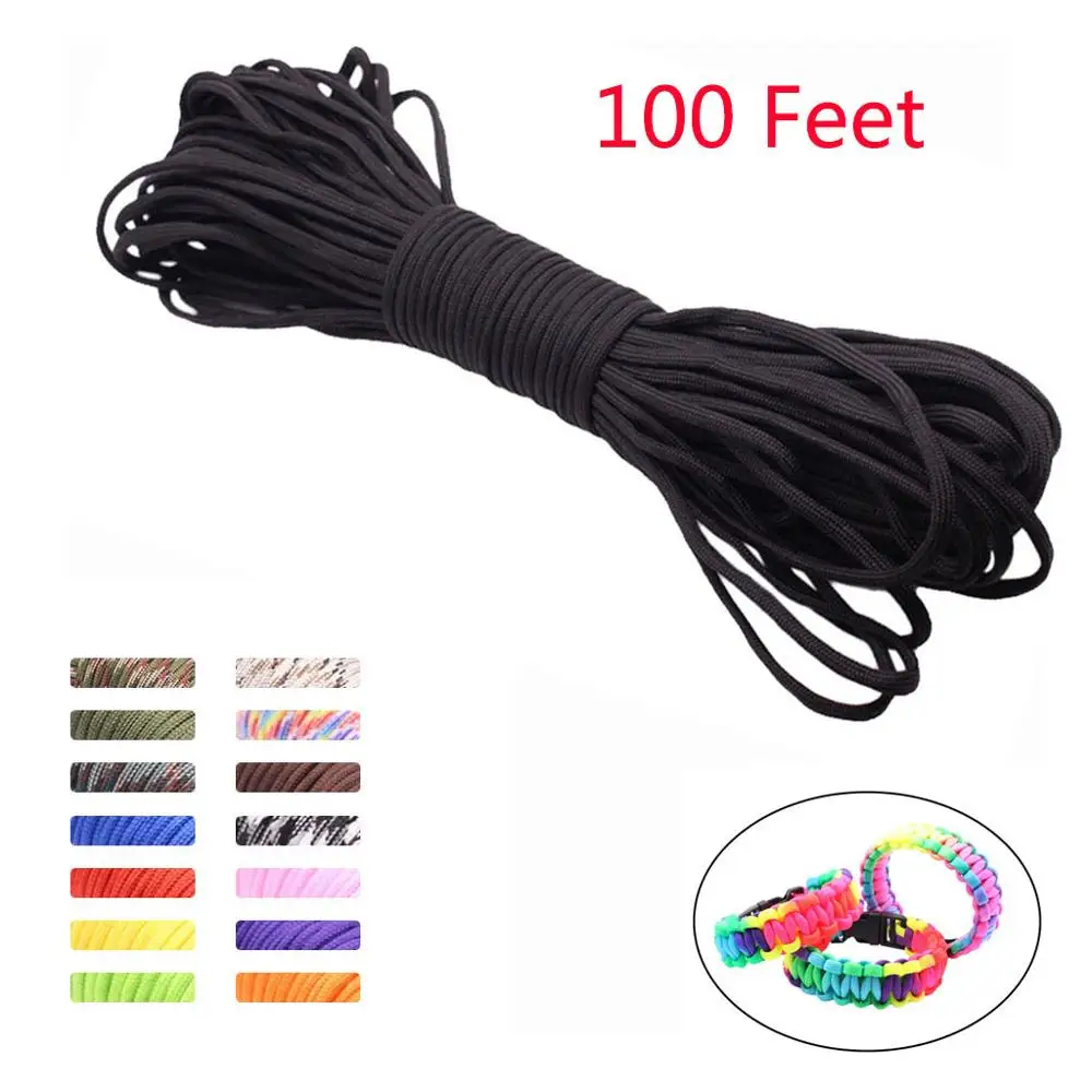 Нейлоновый парашютный шнур для кемпинга веревка с завязкой 100 футов 31 м семь ядер