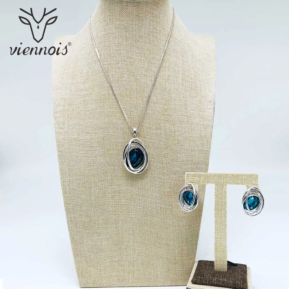 Viennois, новинка, серебро/розовое золото/золото, стразы, серьги-гвоздики, ожерелье, набор украшений для женщин, женские вечерние Ювелирные наборы