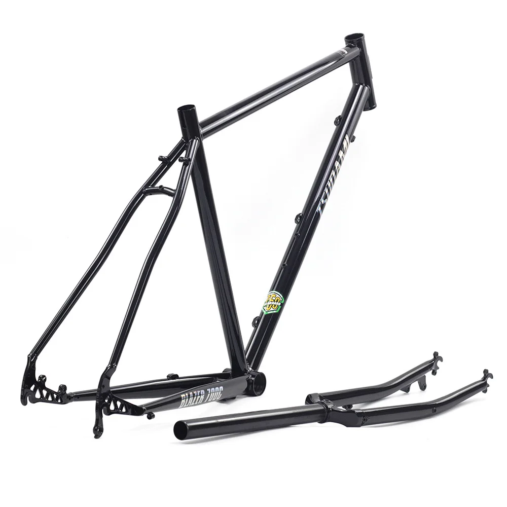700c black 49cm TSUNAMI CR-MO сталь 700c Road Touring Frameset CX Cyclocross 2" рама вилка гравий дисковый тормоз Классический хром велосипедные рамы - Цвет: 700c black 49cm
