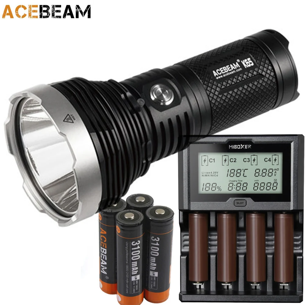 Acebeam K65 фонарик XHP70.2 de moed max 6200 люмен расстояние луча 1000 метр факел + 4*18650 батарея