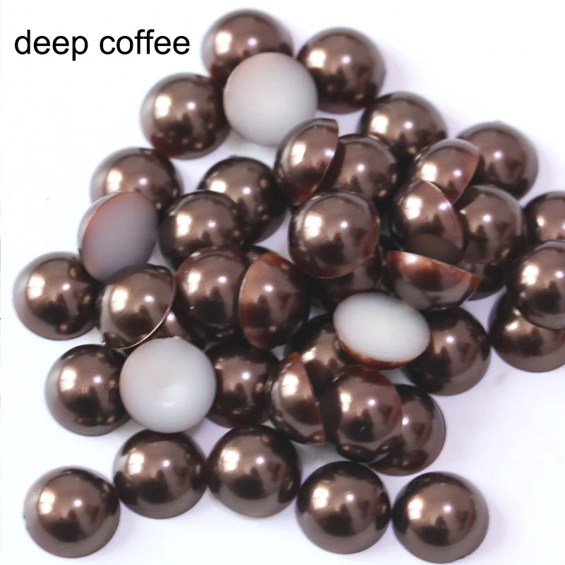 deep coffee 2-14 мм полукруглые Акриловые Имитация плоские бусины жемчуга для рукоделия украшения ногтей украшения Аксессуары - Цвет: deep coffee