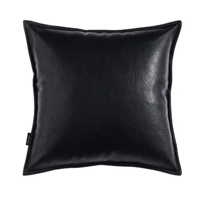 black 45*45 см/50*30 см бежевый/розовый/голубой/черный/серый восковой PU Чехлы диван бросок наволочка из искусственной кожи наволочка - Цвет: black