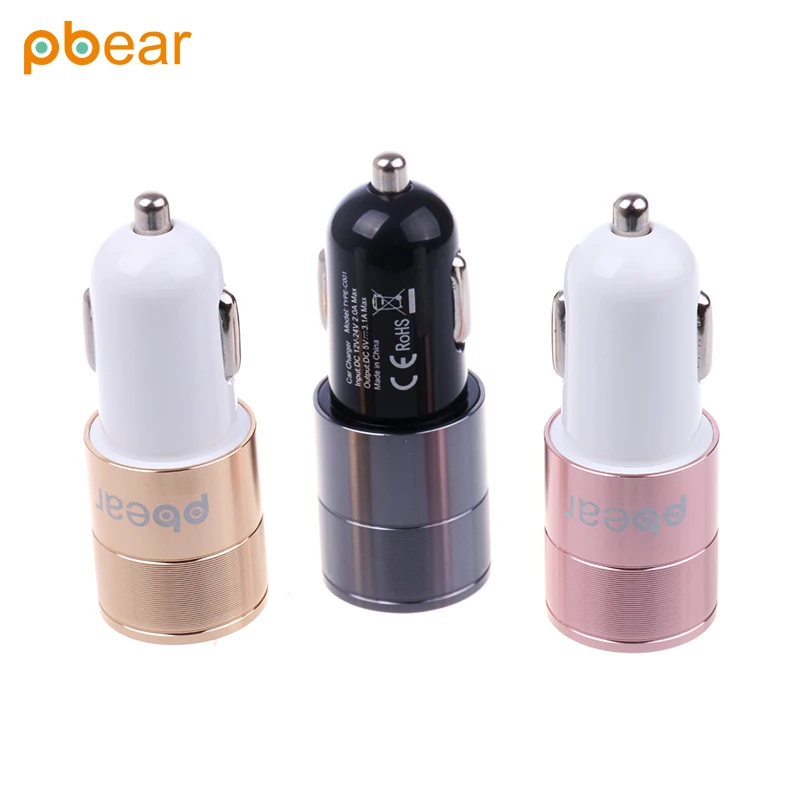 Pbear Type-C Double Ports USB 3.0 Auto Car Charger Universal Metal Fast Charging With C A Outputs For Smart Phone | Автомобили и