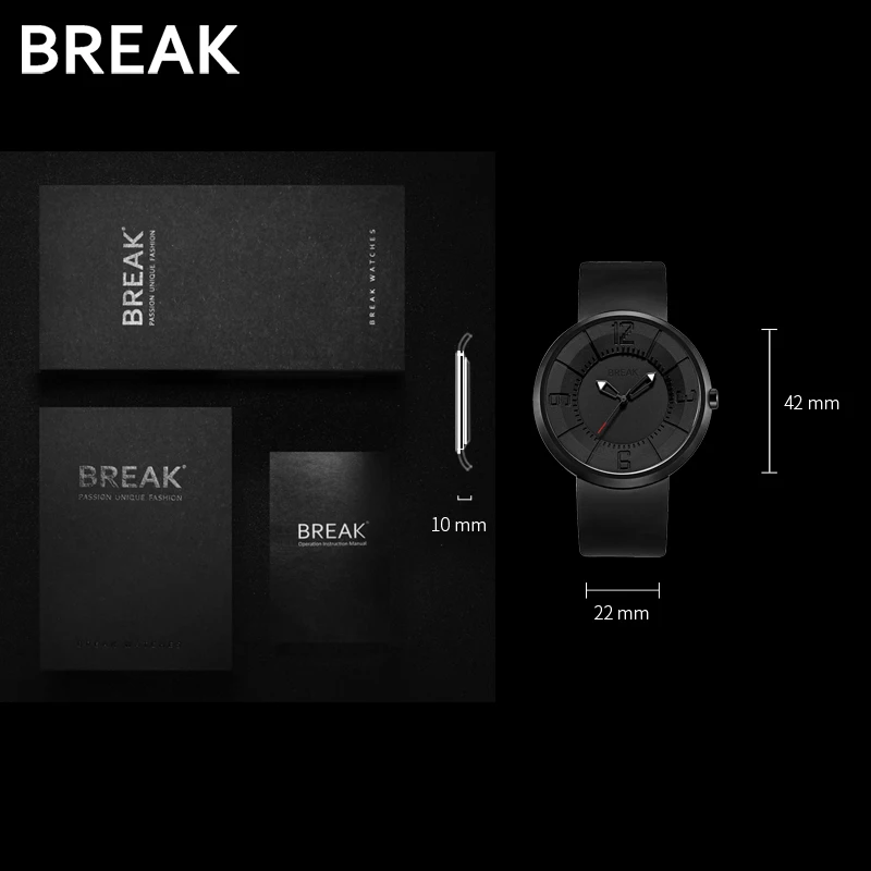 Модные Спортивные Аналоговые кварцевые наручные часы BREAK для мужчин и женщин