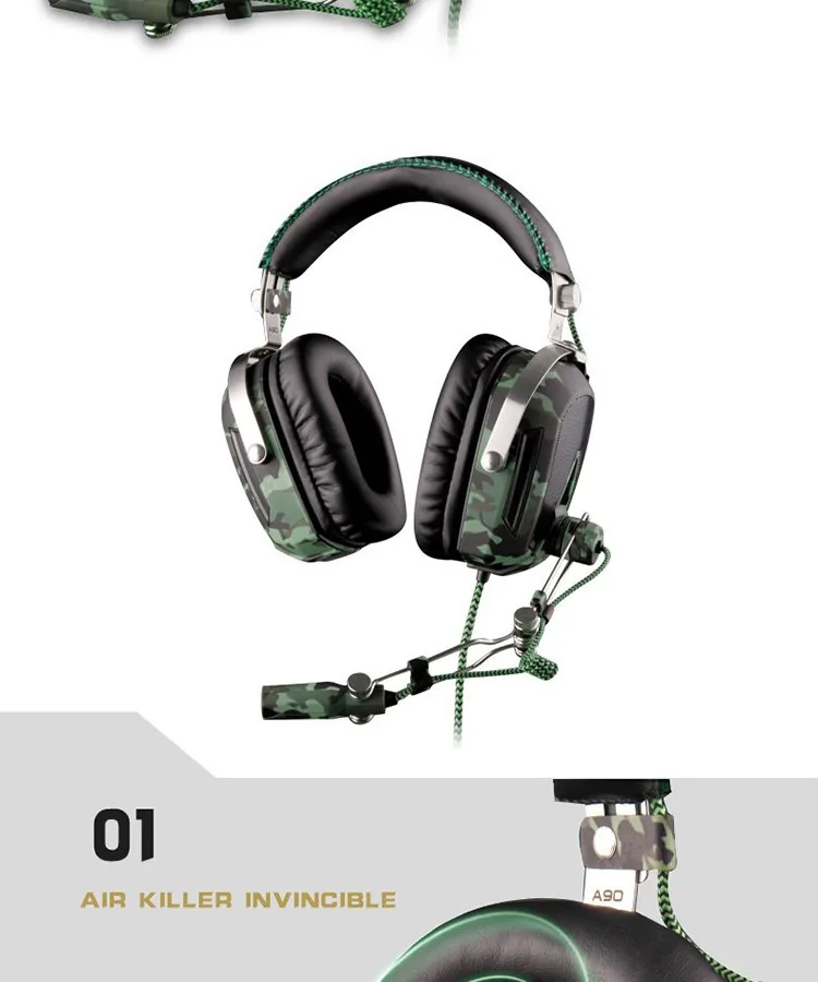SADES A90 Pilot USB 7,1, игровые наушники с объемным звуком, гарнитура, 7 цветов, дыхательные огни для PC Gamer, камуфляж