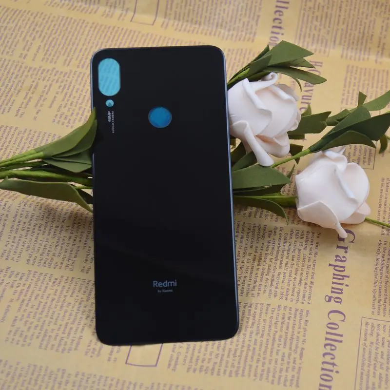 Black Для Xiaomi Redmi note 7 крышка батареи Задняя стеклянная панель Задняя Дверь Корпус чехол для Redmi note 7 pro задняя крышка Дверь с клеем - Цвет: Black